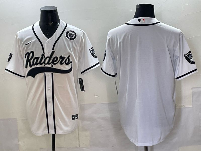 Men 2025 Nike Oakland Raiders Blank White Joint Name  Limited NFL Jersey style 044